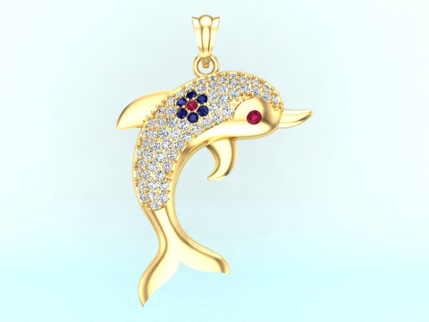 Dolphin pendant - Womens pendants - N628 3D प्रिंट मॉडल