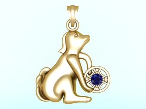 犬ペンダント - ゾディアックペンダント - N836 3Dプリントモデル