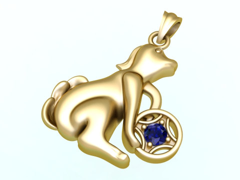 Dog pendant - Zodiac pendant - N836 Modèles 3D en vedette