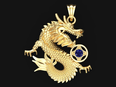 Dragon Pendant - Zodiac Pendant - N720 3D 打印模型