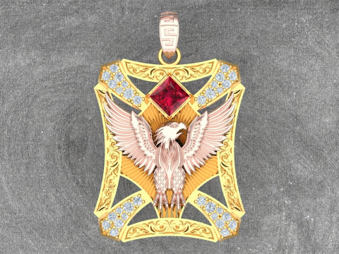 Eagle pendant - Mens pendant - N924 Modello di stampa 3D