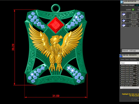 Eagle pendant - Mens pendant - N924 3D Print Model