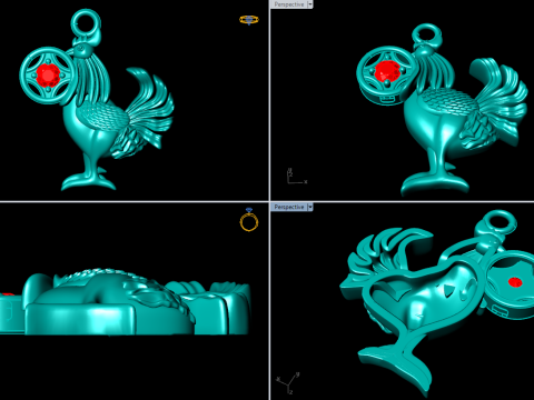 Chicken Pendant - Zodiac pendant - N253 3D Принт Модель
