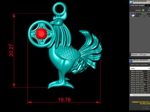 Chicken Pendant - Zodiac pendant - N253 3D Принт Модель