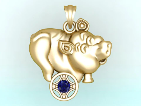 Pig pendant - Zodiac pendant - N309 3D Print Model