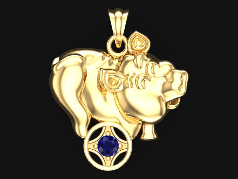 Pendentif Cochon - Pendentif Zodiaque - N309 Modèles 3D en vedette