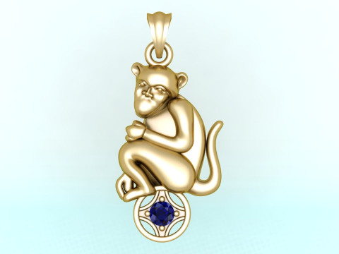 Monkey Pendant - Zodiac Pendant - N339 3D printmodel
