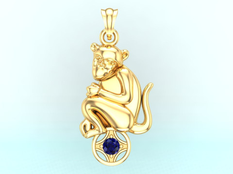 Monkey Pendant - Zodiac Pendant - N339 Modèles 3D en vedette