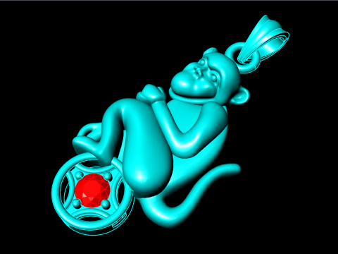 Monkey Pendant - Zodiac Pendant - N339 Modèles 3D en vedette
