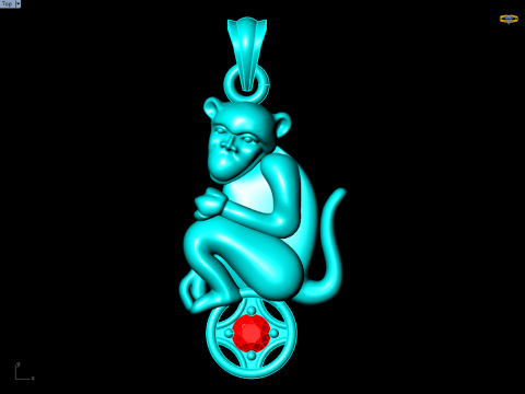 Monkey Pendant - Zodiac Pendant - N339 Modèles 3D en vedette