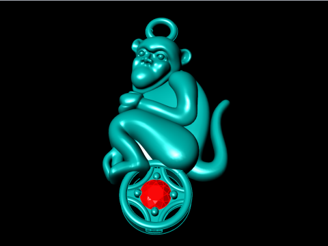 Monkey Pendant - Zodiac Pendant - N339 Modèles 3D en vedette