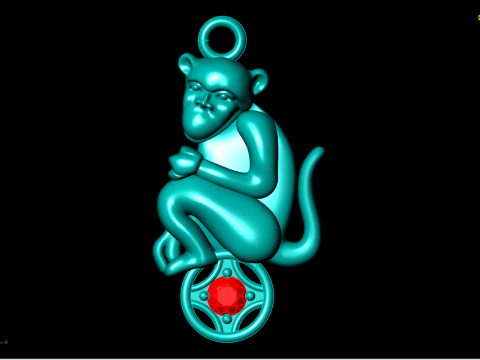 Monkey Pendant - Zodiac Pendant - N339 Modèles 3D en vedette