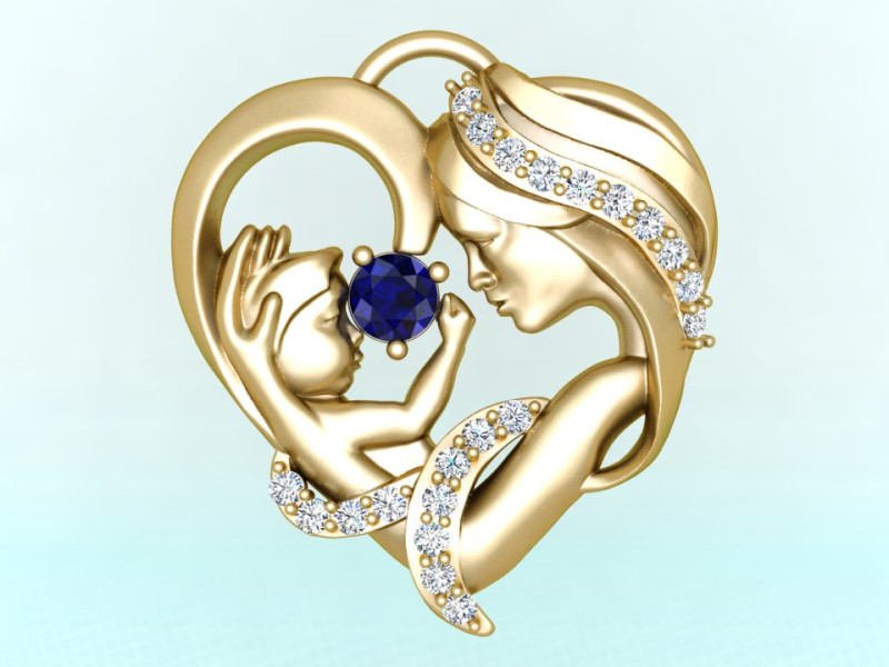 Mother holding child - Mother pendant - N550 3D 프린트 모델 .c4d .max .obj .3ds .fbx .stl .blend