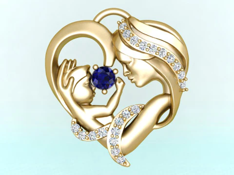 M&atilde;e segurando filho - Pingente m&atilde;e - N550 Modelo de Impressão 3D