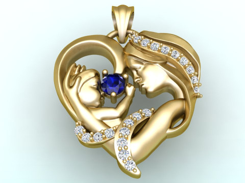Mother holding child - Mother pendant - N550 3D 프린트 모델