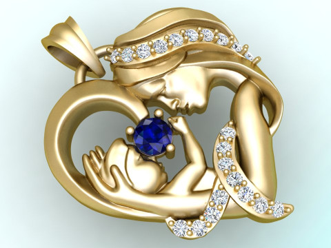 Mother holding child - Mother pendant - N550 3D 프린트 모델