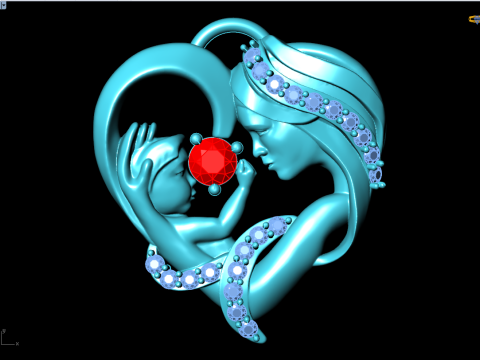 Mother holding child - Mother pendant - N550 3D 프린트 모델