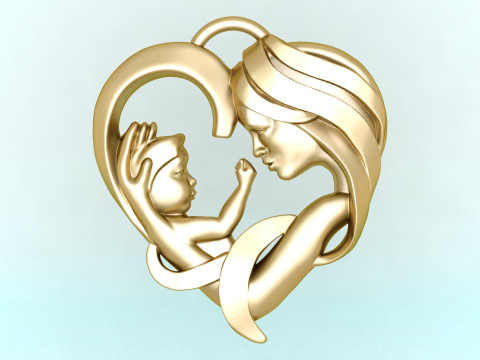 Mother holding child - Mother pendant - N609 3D 打印模型