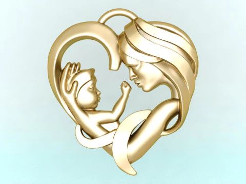 M&atilde;e segurando filho - Pingente m&atilde;e - N609 Modelo de Impressão 3D