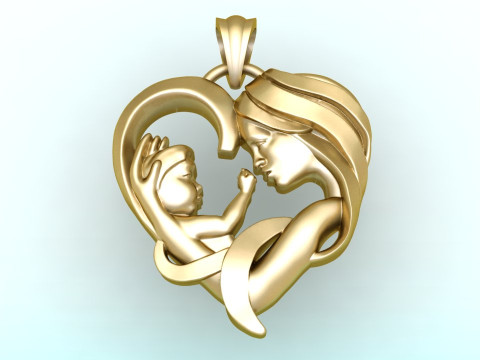 Mother holding child - Mother pendant - N609 3D प्रिंट मॉडल
