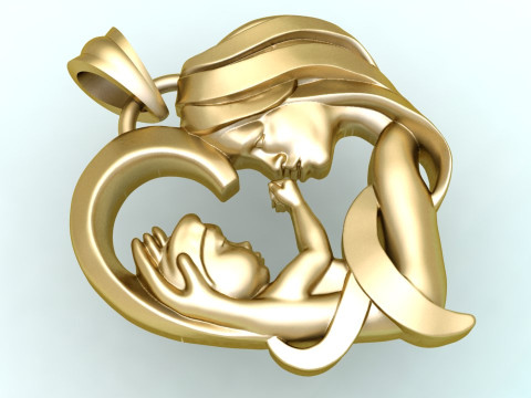 Mother holding child - Mother pendant - N609 3D प्रिंट मॉडल