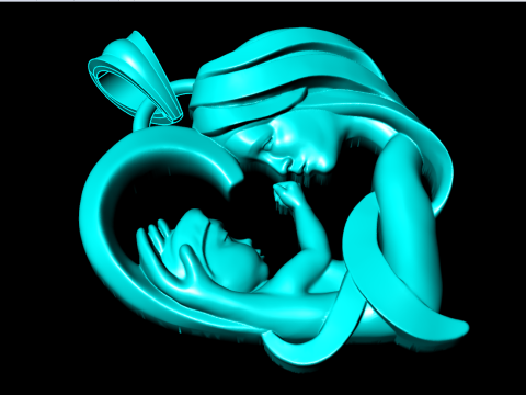 Mother holding child - Mother pendant - N609 3D प्रिंट मॉडल