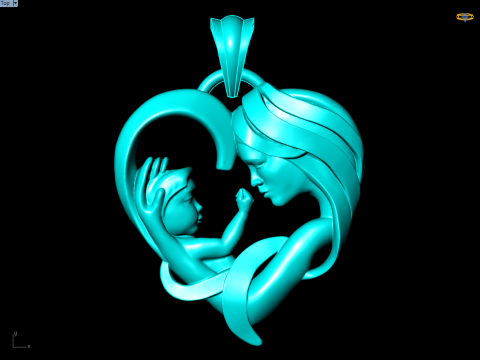 Mother holding child - Mother pendant - N609 3D प्रिंट मॉडल