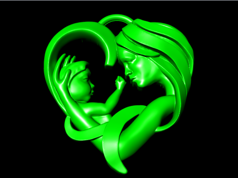 Mother holding child - Mother pendant - N609 3D प्रिंट मॉडल