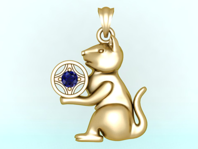 Cat pendant - Zodiac pendant - N359 3D प्रिंट मॉडल .c4d .max .obj .3ds .fbx .stl .blend