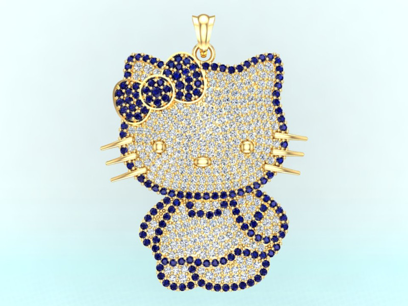 Kitty pendant - Hello kitty - Womens pendant - N306 3D Print Model .c4d .max .obj .3ds .fbx .stl .blend 