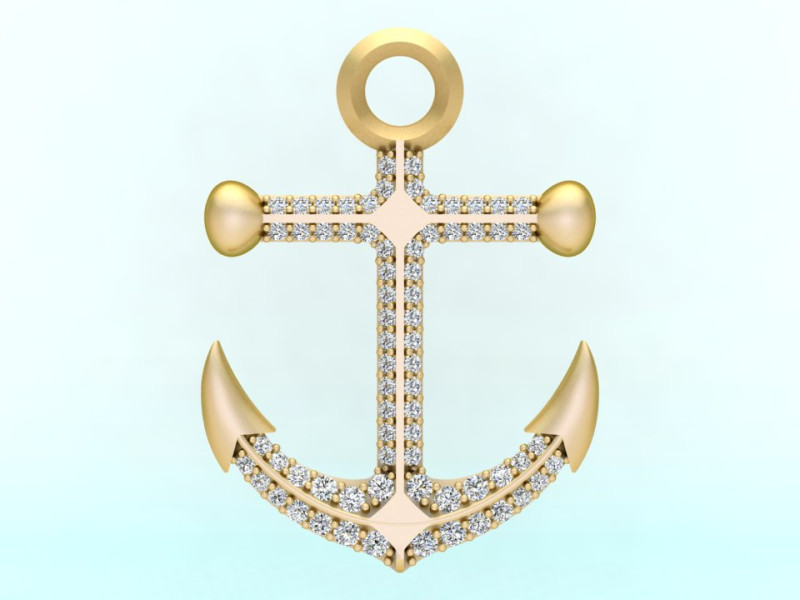 Anchor Pendant - Womens Pendant - N232 3D 프린트 모델 .c4d .max .obj .3ds .fbx .stl .blend