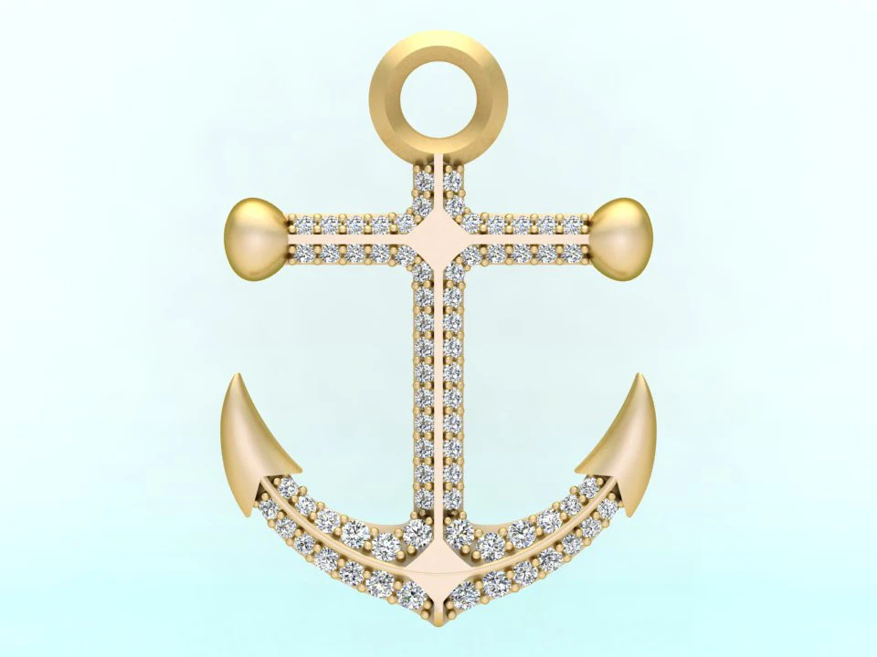 Anchor Pendant - Womens Pendant - N232 3D Print Model .c4d .max .obj .3ds .fbx .stl .blend 