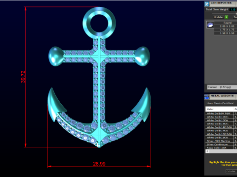 Anchor Pendant - Womens Pendant - N232 3D 프린트 모델