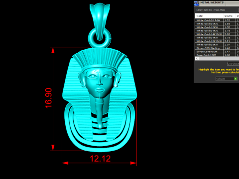 Pharaon Pendant - Pharaon Jewelry - N1106 Model Cetak 3D