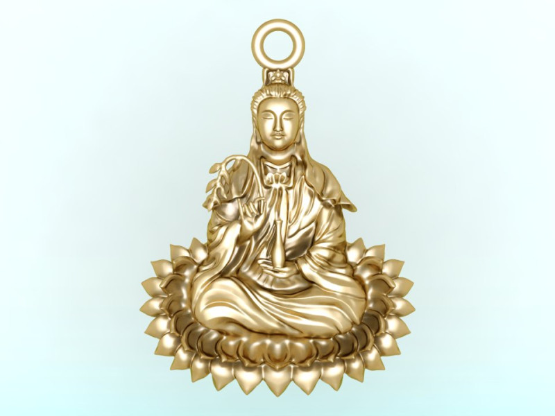 Buddha Guanyin Pendant - Buddha Pendant - N943 3Dプリントモデル .c4d .max .obj .3ds .fbx .stl .blend