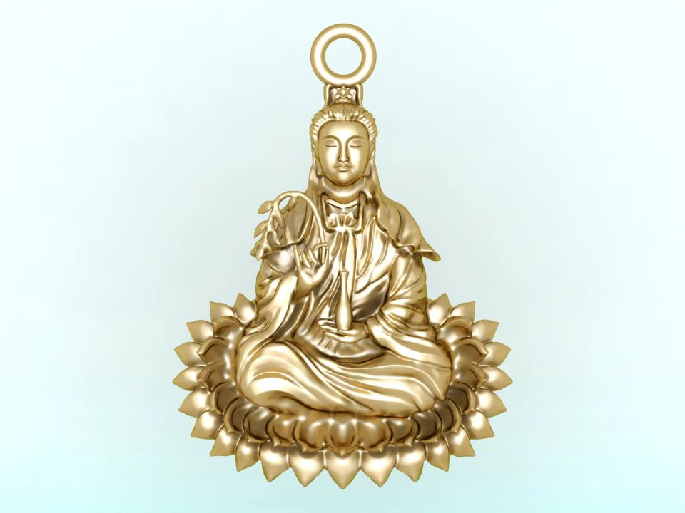 Buddha Guanyin Pendant - Buddha Pendant - N943 3D Print Model .c4d .max .obj .3ds .fbx .stl .blend 