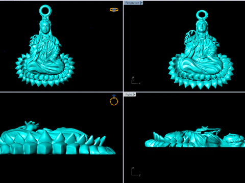 Buddha Guanyin Pendant - Buddha Pendant - N943 3D Print Model