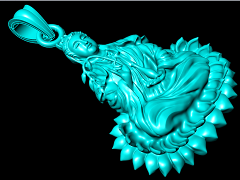 Buddha Guanyin Pendant - Buddha Pendant - N943 3Dプリントモデル