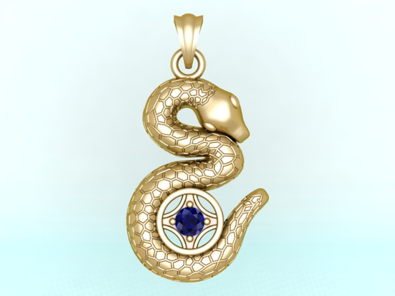 Snake Pendant - Zodiac Pendant - N447 3D Print Model .c4d .max .obj .3ds .fbx .stl .blend