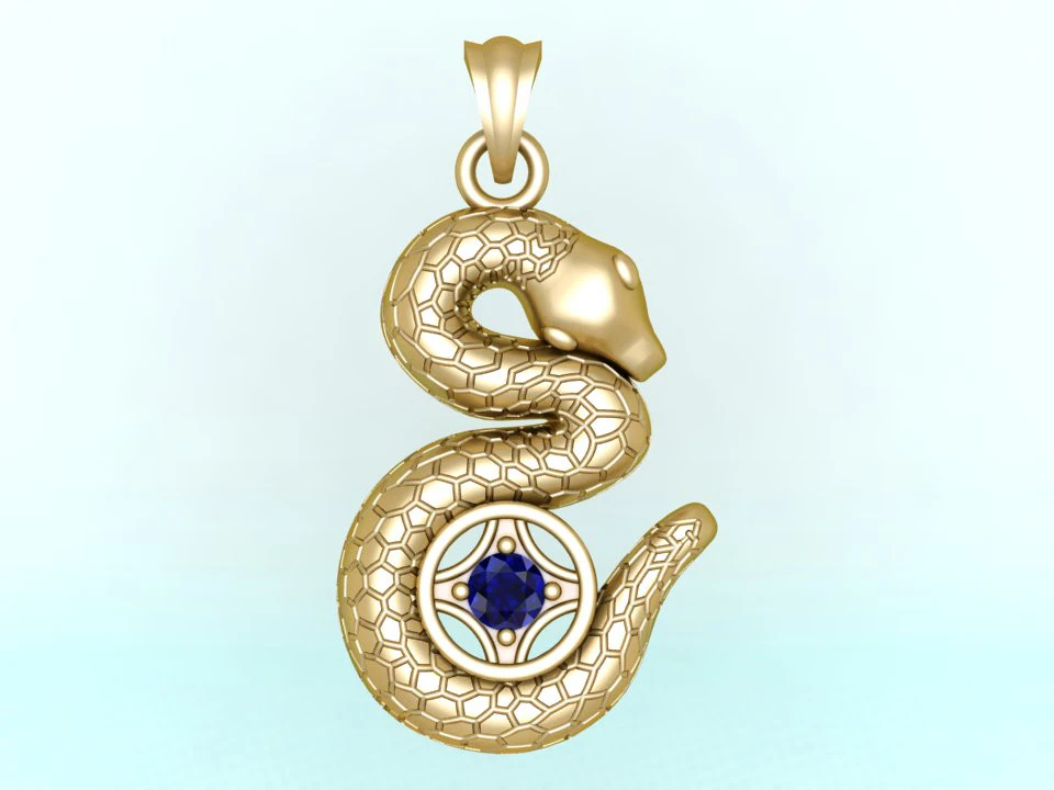 Snake Pendant - Zodiac Pendant - N447 3D Print Model .c4d .max .obj .3ds .fbx .stl .blend 