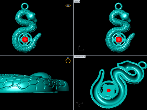 Snake Pendant - Zodiac Pendant - N447 3D Print Model