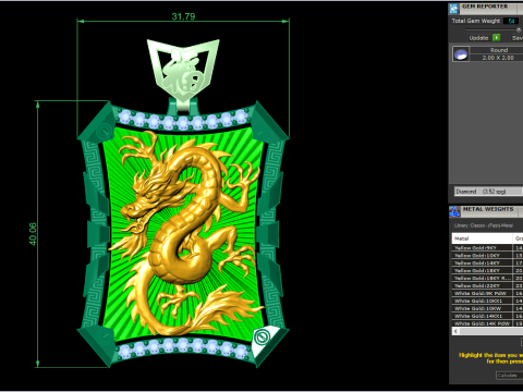 Dragon pendant - Mens pendants - N346 Model Cetak 3D