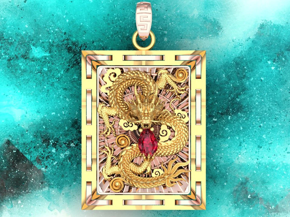 Dragon pendant - Mens pendant - N803 3D Print Model .c4d .max .obj .3ds .fbx .stl .blend 