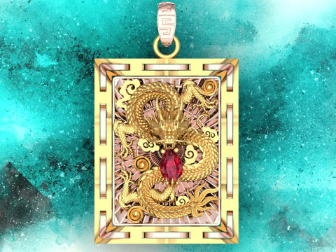 Підвіска з драконом - Чоловіча підвіска - N803 3D Принт Модель