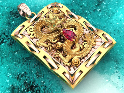 Dragon pendant - Mens pendant - N803 3D 打印模型