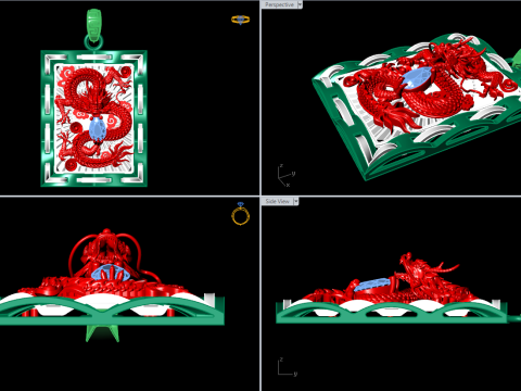 Dragon pendant - Mens pendant - N803 3D 打印模型