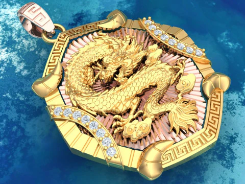 Підвіска з драконом - Чоловіча підвіска - N1045 3D Принт Модель