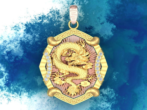 Dragon pendant - Mens pendant - N1045 3Dプリントモデル