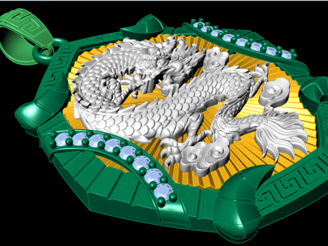 Dragon pendant - Mens pendant - N1045 3Dプリントモデル