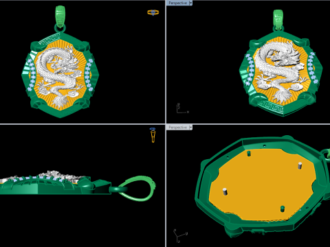 Dragon pendant - Mens pendant - N1045 3Dプリントモデル